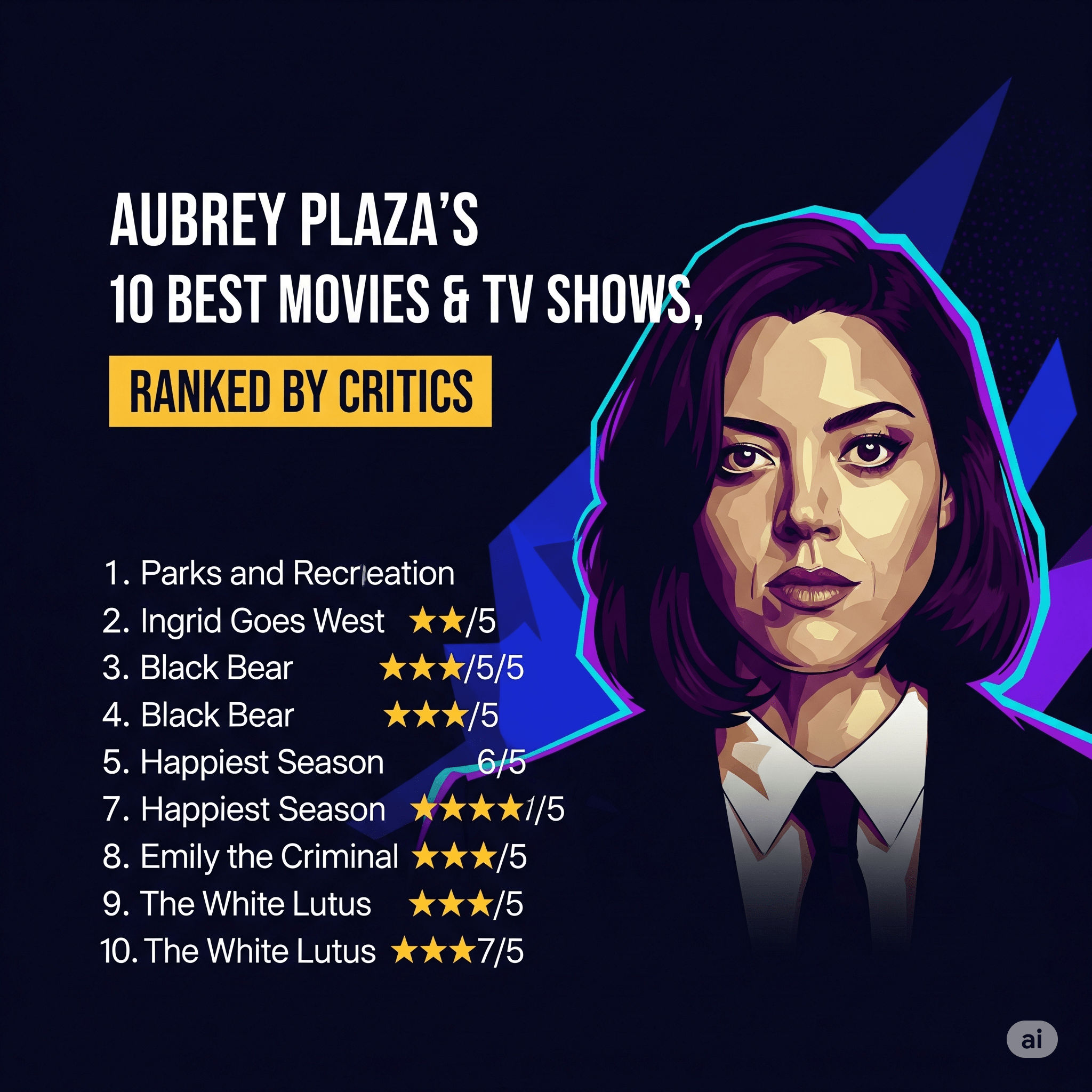 Aubrey Plaza's 10 Best Movies & TV Shows, Ranked by Critics